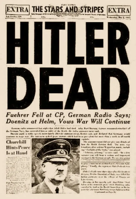 Image 5: Portada de periódico informando de la muerte de Hitler