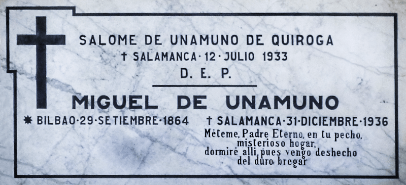 Lápida de Miguel de Unamuno